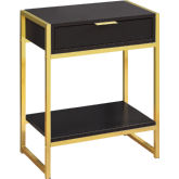 24"H Accent Table in Cappuccino & Gold Metal